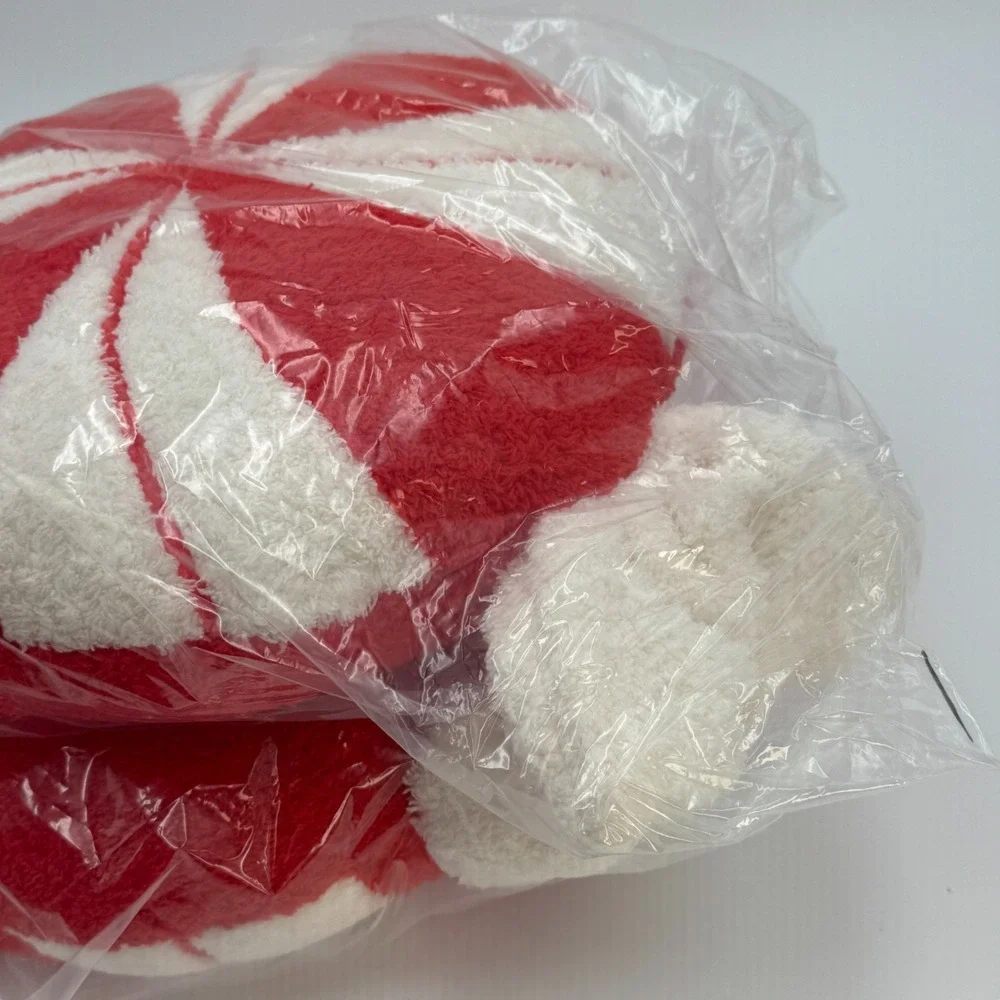 Peppermint Candy Plush Pillow Set of 2 Christmas Decor Soft Cushion NEW‎